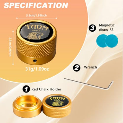 TAOM Upgrade Pool Chalk Holder Round Shaped Practical Tool Billiards Accessories Magnetic Mini Chalk Tip Case Container Round Box Billiards,Cue Tip Tool Scuffer Shaper - color: 2-Single Chalk holder-Yellow