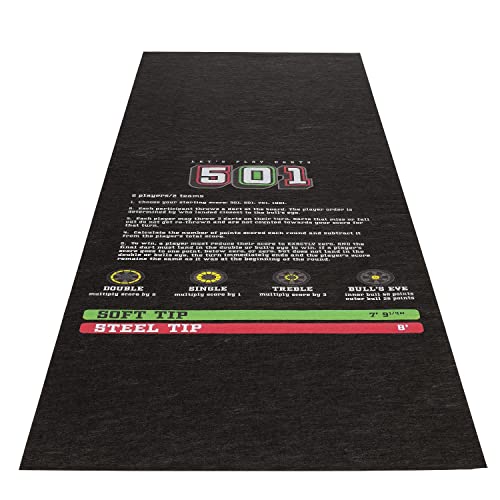 PIG Home Solutions Self-Sticking Dart Mat – Dart Game - Black – 3’ x 10’ - style: Dart Game (501)