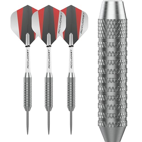 Accudart Steel Tip Dart Set 1.0 – 16g Nickel‑Plated Steel Barrels, Knurled Grip, Polycarbonate Shafts, Standard Flights – Ideal Beginner Steel‑Tip Darts for Bristle Boards