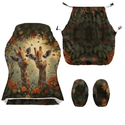 Suobstales Giraffe Butterfly Flower Pattern Office Chair Cover with Armrest Covers, Stretch Gaming Computer Chair Seat Cover Slipcovers Rotating Armchair Covers Thick High Back Office Seat Cover - color: Giraffe Butterfly Flower