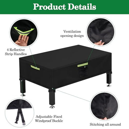 Klmnop Foosball Table Cover, 420D Waterproof & Dustproof Soccer Table Cover with 4 Windproof Buckles, 4 Reflective Strip Handles, Air Vent, Foosball Tables Protection Outdoor/Indoor UV Resistant