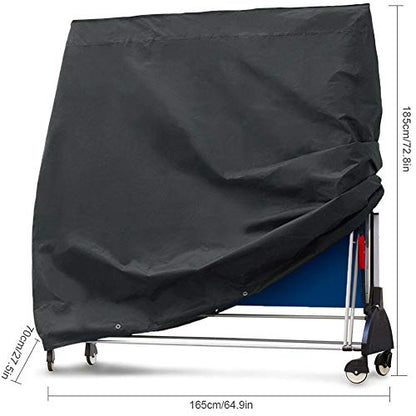 J&C Table Tennis Cover 420D Ping Pong Table Cover Black Full UV Protected Table Tennis Cover Outdoor Waterproof Heavy Duty Ping Pong Table Outdoor Waterproof - color: black