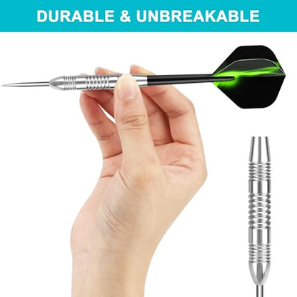 Accmor Darts Metal Tip Set, 12 Pack Steel Tip Darts Darts Set, 24 Grams Professional Metal Darts - color: Silver Fire