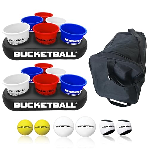 BucketBall | Original, Largest & Most Durable Brand | Supports USA Jobs | Ultimate Outdoor & Tailgate Game | Perfect for Beach, Pool, Lawn, Yard, Camping - color: U.s.a. Edition, style: Party Pack