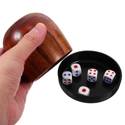 LIOOBO 1set Professional Dice Cup Set Cover and Dice Compact for Parties and Games Lightweight Wooden Design for Indoor and Outdoor Activities