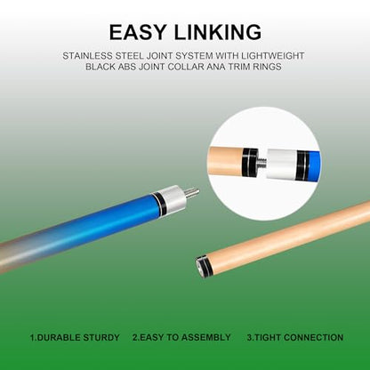 HomeSeason Pool Cues 58 inch Pool Cue Stick with 12.7mm Fiber Leather tip for Beginner, Commercial and Home Entertainment - color: 2-Pack-CD