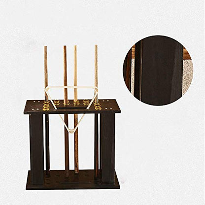 Home Ball Cue Stand Rack Pool Stick Holder Billiard Cue Racks Holds 16 Cues Fishing Rod Rack Solid Hardwood Floor Stand for Pool Bars, Clubs Free-Standing Floor Cue Rack Holds(Black) - color: Black