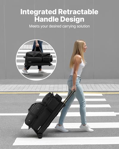 VEVOR Bowling Ball Bag, 3 Ball Double Roller Bowling Bag with Wheels, Featuring a Separate Compartment for Shoes (Up To US Size 16) & Oversized Accessory Pocket, Retractable Handle Extends to 41.34 in - style: Black