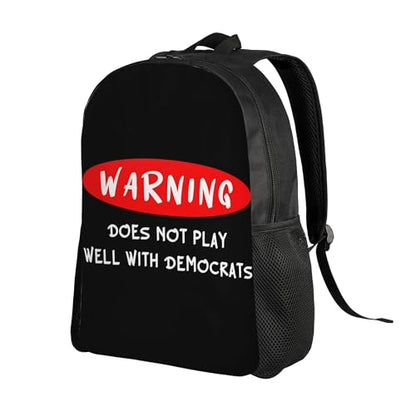 Warning Does Not Play Well With Democrats Backpacks For Men Women Book Bag Travel Hiking Camping Work Lightweight - color: Ye11