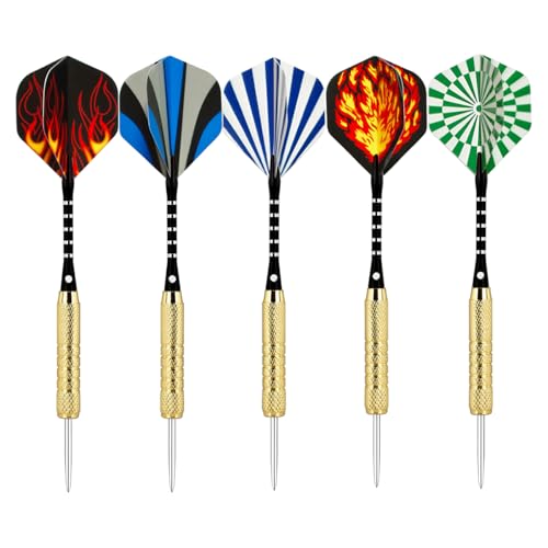 15 Pack Steel Tip Darts 18 Grams, Professional Darts Metal Tip Set with Aluminum Shafts, Standard Flights, Rubber O'Rings and Extra Dart Sharpener