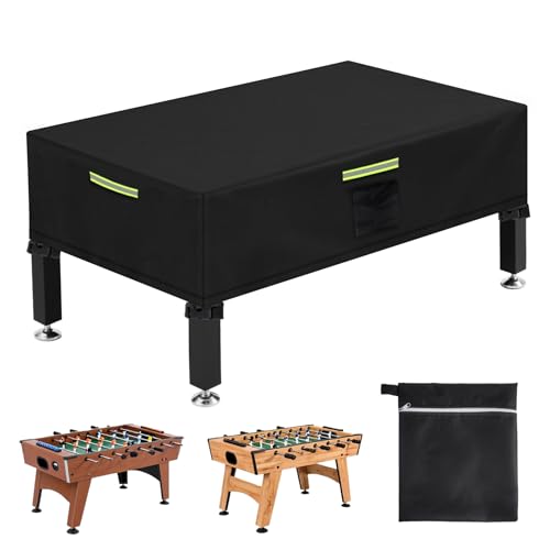 Klmnop Foosball Table Cover, 420D Waterproof & Dustproof Soccer Table Cover with 4 Windproof Buckles, 4 Reflective Strip Handles, Air Vent, Foosball Tables Protection Outdoor/Indoor UV Resistant