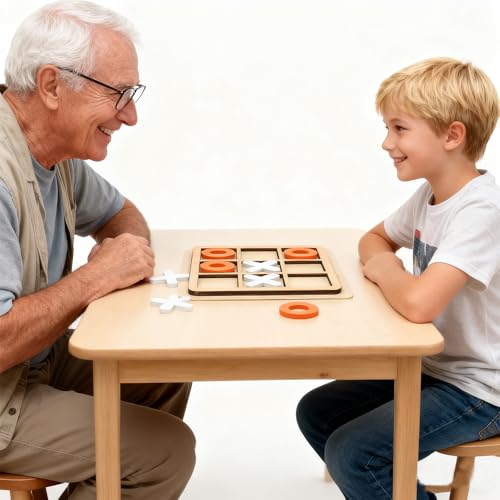Wooden Board Tic Tac Toe Game XO Table Toy Classical Family Children Puzzle Game Educational Toys, Random Color - style: 1 Pcs