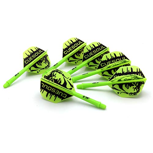CUESOUL 6 Pieces ROST Integrated Dart Shaft and Flights - color: Shaft Length 28mm-Standard Shape-Green Cool Man