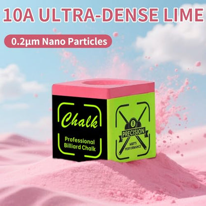 10A Nano Pool Cue Chalk: Professional Billiard Cue Chalk with Low Dust, Reduces Miscues Billiard Pool Table Accessories for Tournament & Home Use (12/36 Cubes, Blue/Teal/Red) - color: Pink Red