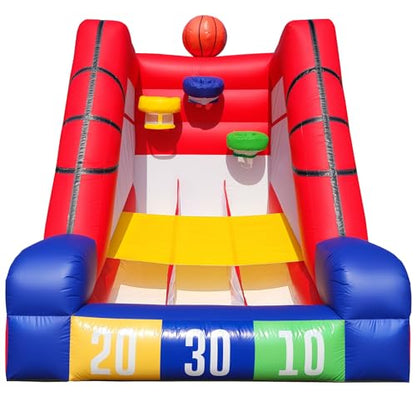 12Ft Inflatable Basketball Challenge Game, Commercial Grade PVC Basketball Game with 3 Balls & Air Blower, Multi-Player Inflatable Carnival Game for Outdoor Fun, Home & Rental Use - style: Basketball