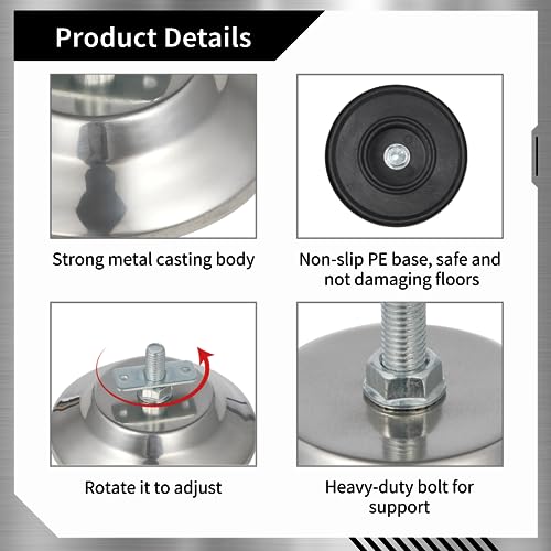 Billiard Table Leg Levelers, 4 Pcs Pool Table Leg Leveling Risers 5’’D with Adjustable Height, Robust Metal Table Leveling Feet for Billiard Tables, Ping-Pong Tables, Soccer Tables