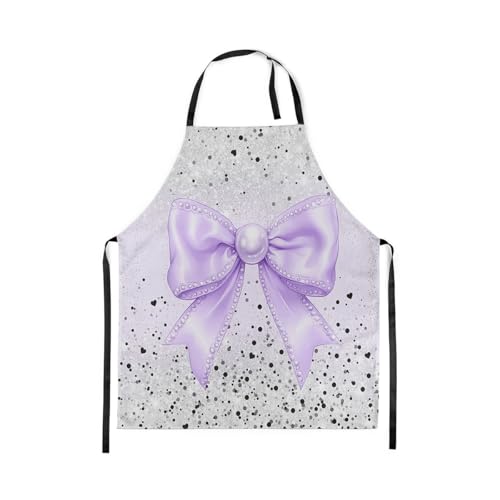 Manfei Blue Bowknot Kids Kitchen Apron - color: Black Purple