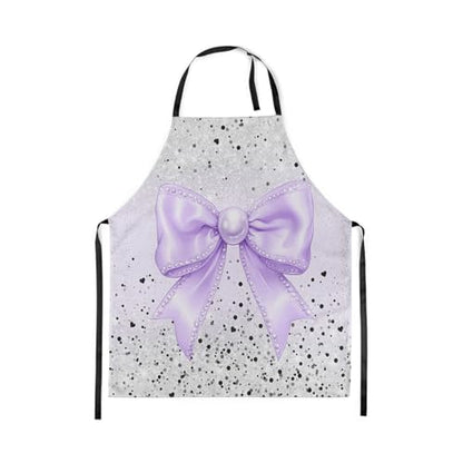 Manfei Blue Bowknot Kids Kitchen Apron - color: Black Purple