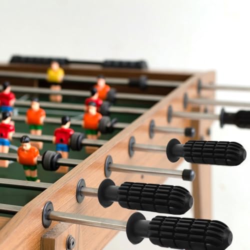 Zerodeko Sturdy Foosball Handles and End Caps Set Table Soccer Accessories with Black and White Footballs Compatible Replacement Grips for Boys and Foosball Tables Handles Caps Balls Kit