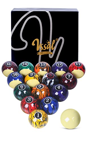 Billiard Balls Set Pool Table Balls Marble-Swirl & Classic Style 16 Ball Set - style: Premium Dark Marble