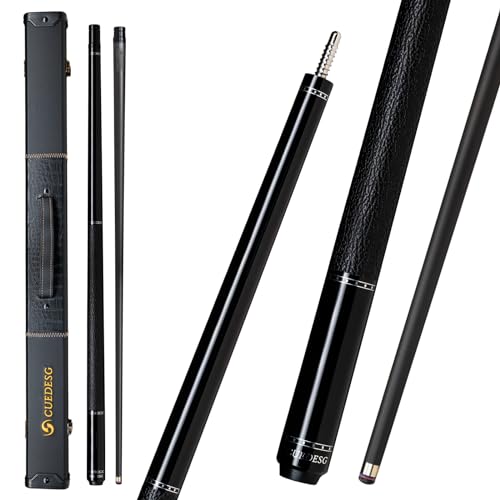 Carbon Fiber Pool Cue Stick 10.5mm/11.8mm/12.5mm,Low Deflection Pool Stick with Rare Wood Butt,Professional Cue Stick with Box Case - color: Ebony_Leather Wrap_10.5mm