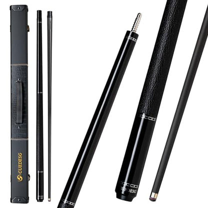 Carbon Fiber Pool Cue Stick 10.5mm/11.8mm/12.5mm,Low Deflection Pool Stick with Rare Wood Butt,Professional Cue Stick with Box Case - color: Ebony_Leather Wrap_10.5mm