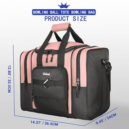 Goloni 1 Ball Bowling Bag for Men, Durable Bowling Tote with Padded Holder & Ventilated Shoe Compartment (Fits Size 14) - color: Meat pink