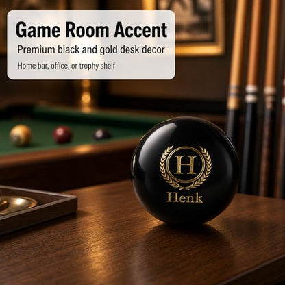 Custom Personalized Pool Ball Laser Engraved Billiard Ball Gift 2.25 Inch Standard Size Polyester Resin Desk Display Optional Ball Stand Add-On White - color: Black / Gold Lettering