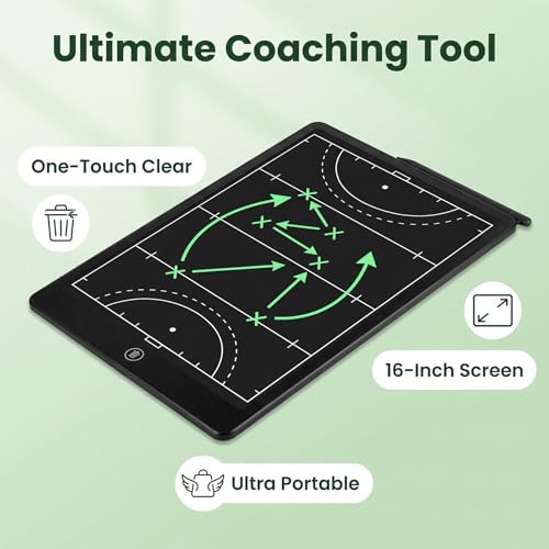 16" LCD Field Hockey Coaching Board – Portable, Reusable Hockey Tactical Board for Youth & School Team Training, Practice & Game-Day Strategy