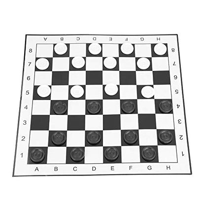Checkers Set, 13 x 13inch Folding Board Mat, Includes Extra Large Play Pieces for Outdoor and Indoor Family Events
