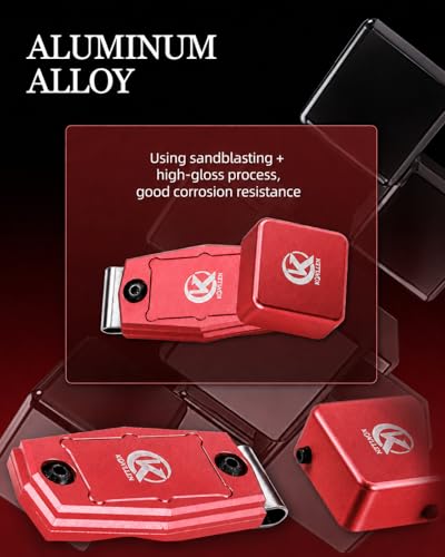 KONLLEN Magnetic Pool Chalk Holder Aluminum Alloy Belt Clip | Portable design, durable metal construction, quick access,metal cue chalk case for pool, snooker and carom - color: Red Chalk Holder+pool chalk