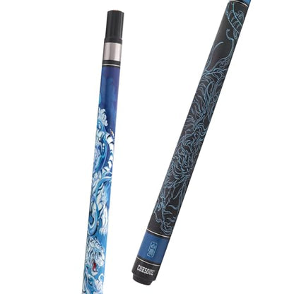 CUESOUL 19oz Pool Cue with Black case,13mm Tip,58inches Mythological Symbols Pattern 4 Styles - color: White Tiger