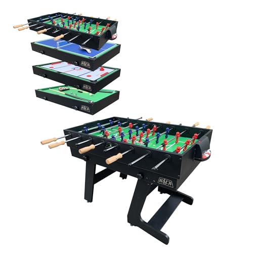 KICK Quatro 55" 4-in-1 Foldable Multi Game Table – Foosball, Billiards/Pool, Push Hockey & Ping Pong - color: Black