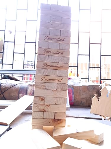 Personalized Giant Tumbling Timbers/Stacking Blocks Game with Wooden Box/Size 4.7inch (12cm)