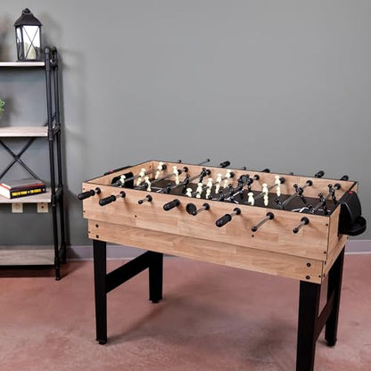 Sunnydaze 10-in-1 Game Table - Combination Multi-Game Table with Billiards, Push Hockey, Foosball, Ping Pong, Chess, Checkers, Backgammon, Bowling, Shuffleboard, Card Games - Classic Wood Stain