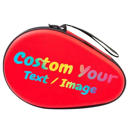 Personalized Table Tennis Racket Case, Custom Hard Shell Ping Pong Storage Bag Ping Pong Paddles Case with Zipper Can Hold 2 Short-Handled Rackets or 1 Long-Handled Racket - color: Red