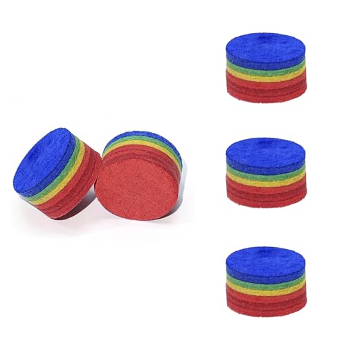 SUPERDIAMOND Pool Cue Tips 14mm, Premium 6-Layer Pig Skin Leather, High Elasticity & Durability Billiard Tips for Pool Sticks and Snooker Cues, Perfect for Professional Players and Beginners - style: Billiard Cue Tips-Rainbow-5pcs