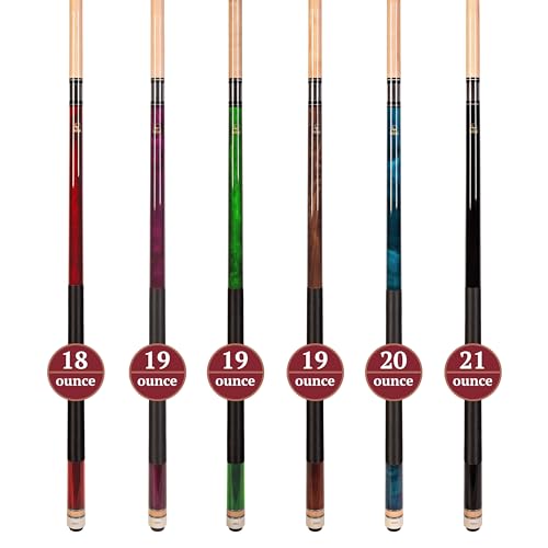 Set of Aska L2 Billiard Pool Cue Sticks, 58" Hard Rock Canadian Maple, 5/16x18 Joint, 13mm Hard Tip, Mixed Weights - style: Set of 6 Sticks