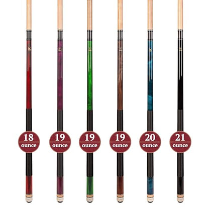 Set of Aska L2 Billiard Pool Cue Sticks, 58" Hard Rock Canadian Maple, 5/16x18 Joint, 13mm Hard Tip, Mixed Weights - style: Set of 6 Sticks