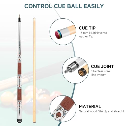 HomeSeason Pool Cue Stick 58" Billiard Cue Sticks Professional Low Deflection Pool Sticks - color: 21oz