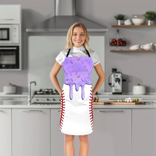 Castle Fairy Ice Cream Drip Baseball Kids Kitchen Apron - color: Purple
