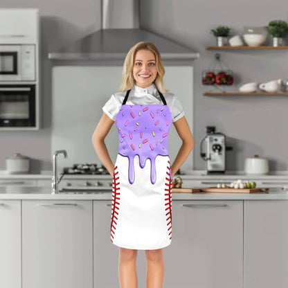 Castle Fairy Ice Cream Drip Baseball Kids Kitchen Apron - color: Purple