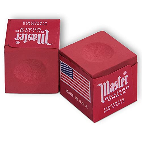Master Billiard Pool Cue Chalk Premium Quality - 1 Dozen - Made in The USA + 2 pcs of Quality Billiard Pool Table Spots by Tweeten Fibre Co. - color: Rust