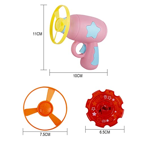 Berry President Flying Saucer Toy, Flying Disc Launch Playset with Rotating Flash Light, Indoor Outdoor Twist Shoot Toy for Kids Aged 3 Years Old & Up (Pink) - color: Pink