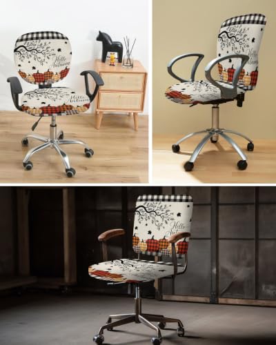 Savannan Office Chair Cover, Thanksgiving Pumpkin Maple Leaf Protective Stretch Elastic Universal Cover for Desk Task Chair,Computer Rotating Chair 1 Pcs Branche Buffalo Check