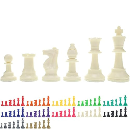 WE Games Color Bright Plastic Staunton Tournament Chess Pieces with 3.75 in. King - Half Chess Set of Chess Pieces Only, White - color: White