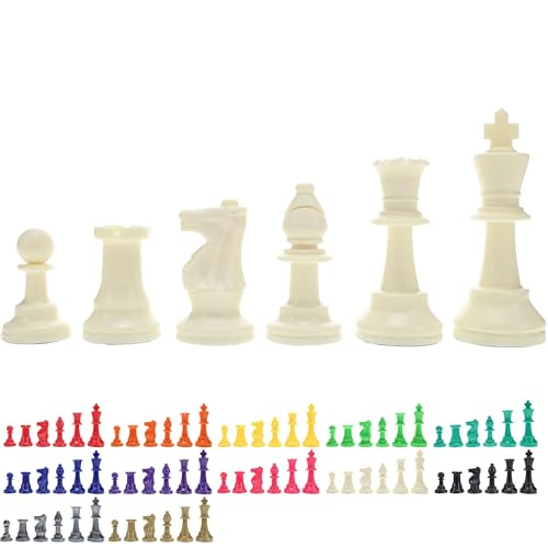 WE Games Color Bright Plastic Staunton Tournament Chess Pieces with 3.75 in. King - Half Chess Set of Chess Pieces Only, White - color: White
