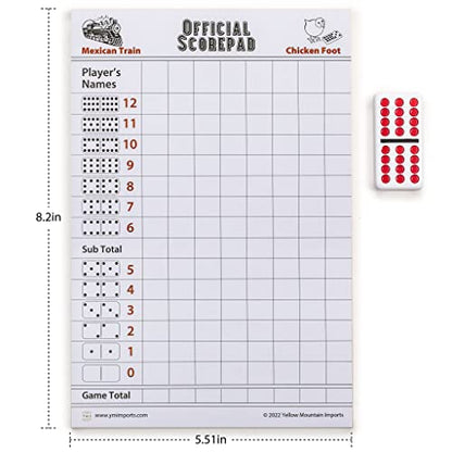 Yellow Mountain Imports 3-Pack Mexican Train and Chicken Foot Dominoes Scorepad - 180 Sheets - size: 3-Pack Mexican Train/Chicken Foot - 180 sheets