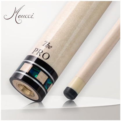 Meucci Pool Cues - Merry Widow, Blue & Gray - Maple Cue Stick, Pool Stick w/Paua Shell Squares Design, Irish Linen Wrap - 19 Oz Low Deflection Pool Cue - Amateur or Professional Billiard Cue Stick