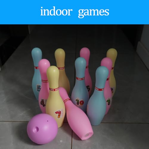 Light Up Bowling Set, Glow in The Dark Bowling Pins for Outdoor and Indoor Kids Games Fit Christmas New Year Party Gift, Kids Education Motor Skills Toys(bolwing pin 10.23in)